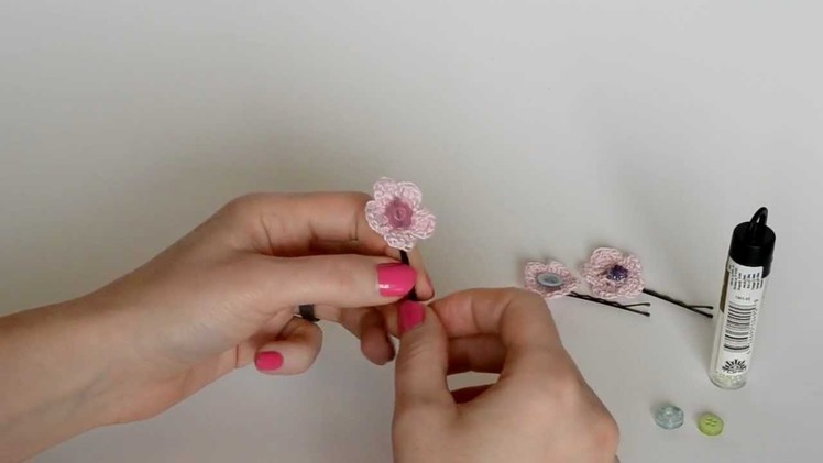 Crochet Flower Hairpin Tutorial