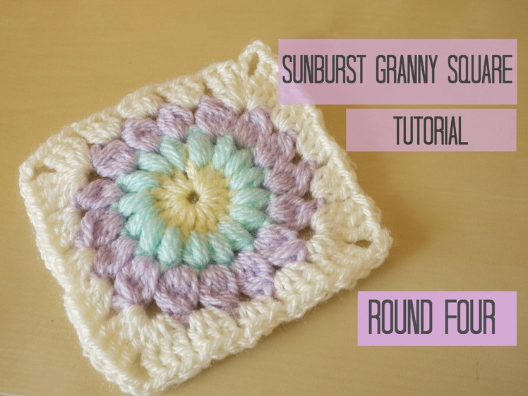 CROCHET: Sunburst granny square tutorial, ROUND FOUR | Bella Coco