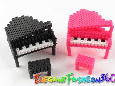 DIY Perler Beads.Hama Beads 3D Piano - How to Tutorial.Perfect for Doll House