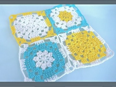 How To Crochet Granny Square And How To Join As You Go Tutorial Pattern #7