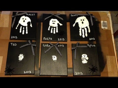 How to make a Halloween Craft - Hand Painted Ghosts - Ghostly Handprints