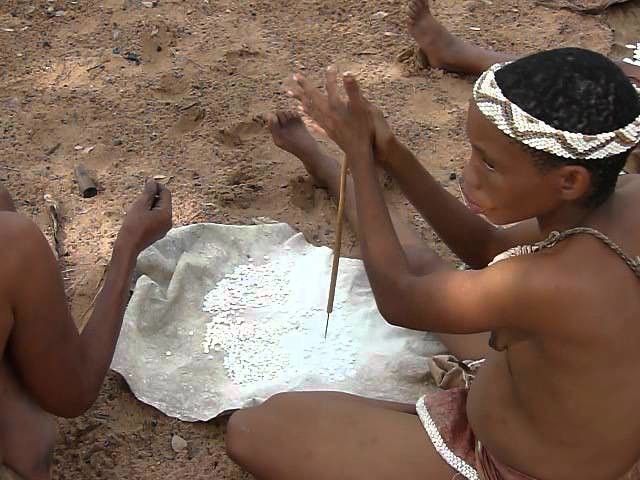 Making Beads Bushman Village Namibia