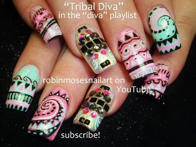 10 Nail Art Tutorials | Tribal Diva Nails | DIY Long Nail Art Design