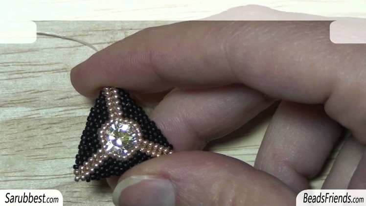 BeadsFriends: Peyote Stitch triangle - Peyote stitch post earrings with Swarovski crystal (1028)