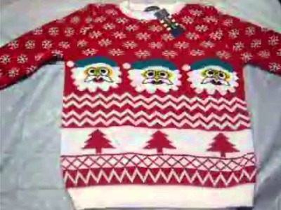Boys.Girls Christmas.Xmas 3 Santas Knitted Jumper.Sweater + flashing LED lights