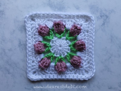 Crochet Flower Bud Granny Square