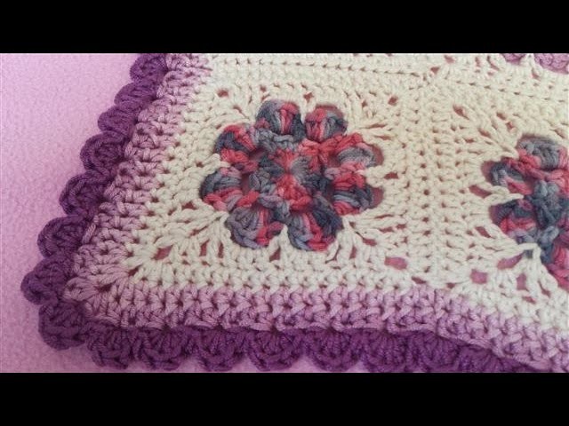 Daisy Granny Square Blanket - Part 5 (Crochet Tutorial) - Adding a Scalloped Shell Edging