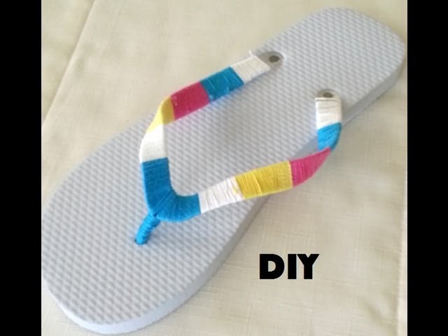DIY: Colorful Thread Wrap Flip Flops