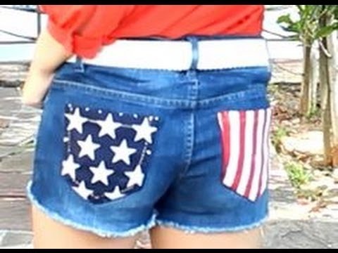 DIY Jean Reconstruction: Stars and Stripes Pocket Shorts