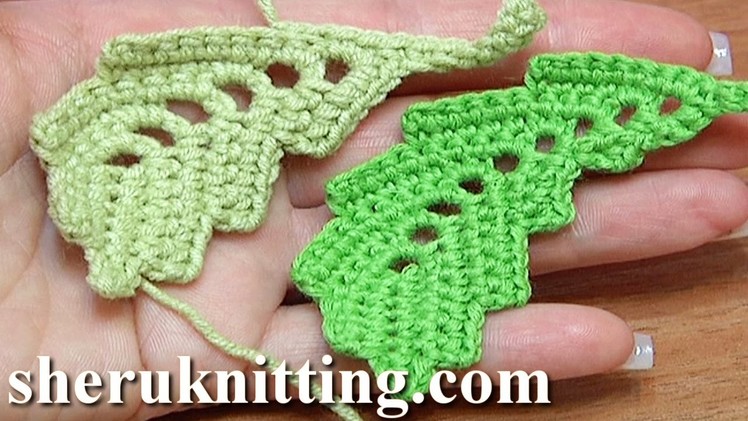 How To Crochet Curved Two-Side Leaf Chain Spaces Inside Tutorial 2