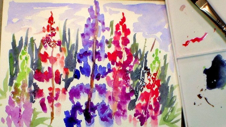 How to Paint Lupine Flowers in Watercolor (full tutorial)
