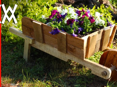 Make a rustic wheelbarrow garden planter. Easy DIY weekend project.