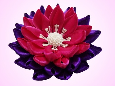 DIY kanzashi flower, Water lily kanzashi flower tutorial