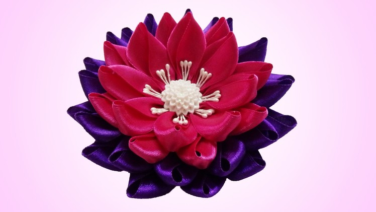 DIY kanzashi flower, Water lily kanzashi flower tutorial