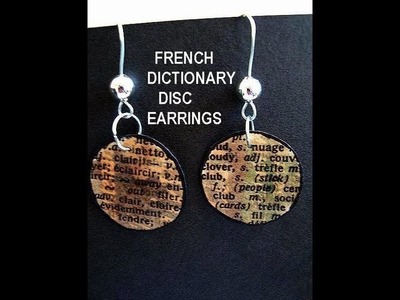 EASY DISC  STYLE FRENCH DICTIONARY EARRINGS, paper beads, paper jewelry, hobby,