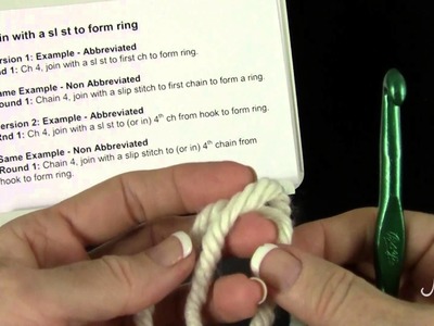 How to Crochet - Read Directions - Join with a Slip Stitch to Form a Ring - Left Handed