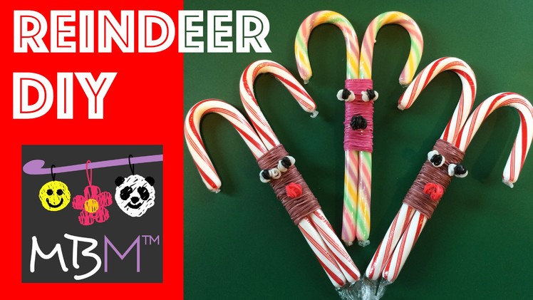 Rainbow Loom Band and Candy Cane Reindeer DIY Christmas Gift