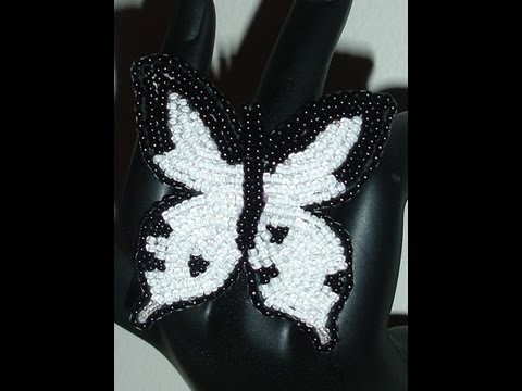 Beaded Embroidery Butterfly Ring or Bracelet, handmade jewelry by Mariel.