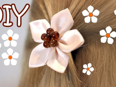 DIY Easy Kanzashi Flower Tutorial - How To Make 5 Petals Ribbon Flower Hair Ornament