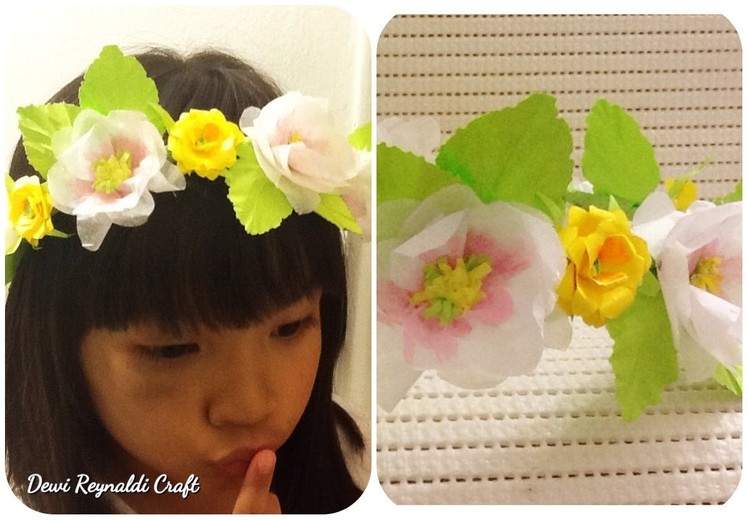 DIY - How to Make Paper Flower Crown for Hair Accessories, Wreath Room Decoration