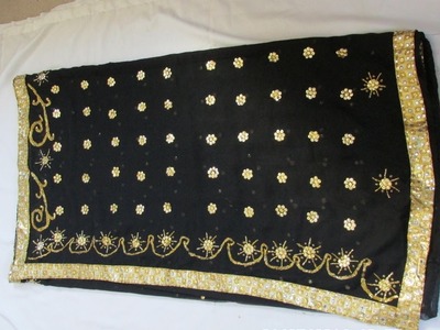HOW TO CREATE DESIGNER ZORDOSI SAREE WITH SEQUINS, BEADS AND TRIM FOR LESS THAN TWENTY DOLLARS.