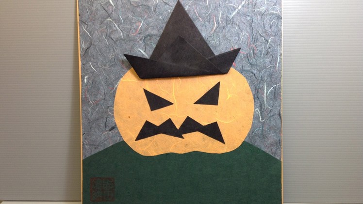 Origami Jack O'Lantern with Witch Hat - How to Make an Origami Display Shikishi