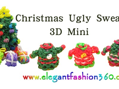 Rainbow Loom Christmas Sweater 3D Mini Charm.Holiday.Ornament - How to Loom Bands