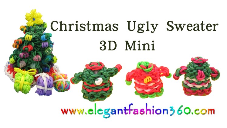 Rainbow Loom Christmas Sweater 3D Mini Charm.Holiday.Ornament - How to Loom Bands