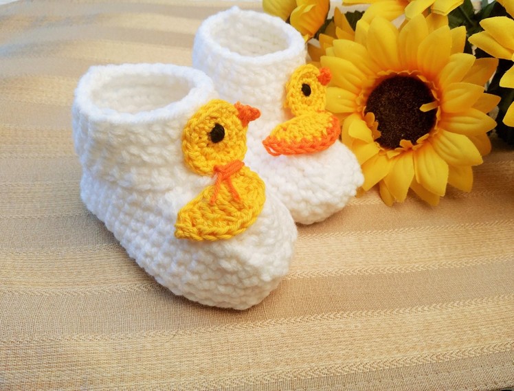 Crochet Glama's Rubber Ducky Baby Booties