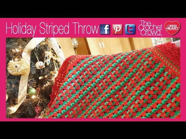 Crochet Holiday Striped Throw