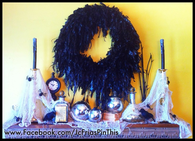 DIY Halloween Wreath For $6!!!! On a Budget How to Decorate your home 2012 Ideas Pumpkin Mod Podge