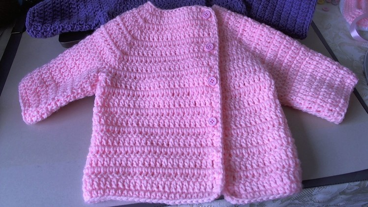 Easy Crochet Baby Sweater - Asian inspired sweater. tambien en Espanol, Suete de bebe