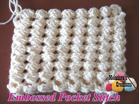 Embossed Pocket Stitch - Left handed crochet tutorial