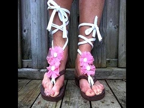 Girls pink flower flip flops, how to diy, dress up flip flops, summer sandals
