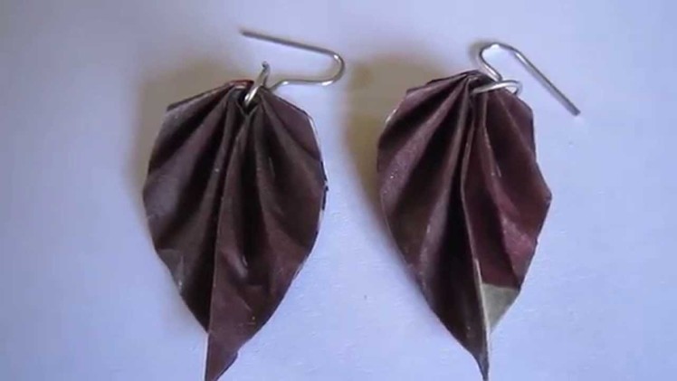 Handmade Jewelry - Origami Paper Leaf Earrings