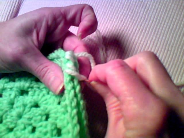 How to Crochet - Join Granny Squares with Whip Stitch in Inner Loops