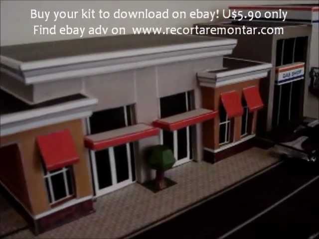 Papercraft Paper model mini town city diorama for Hot Wheels or HO scale