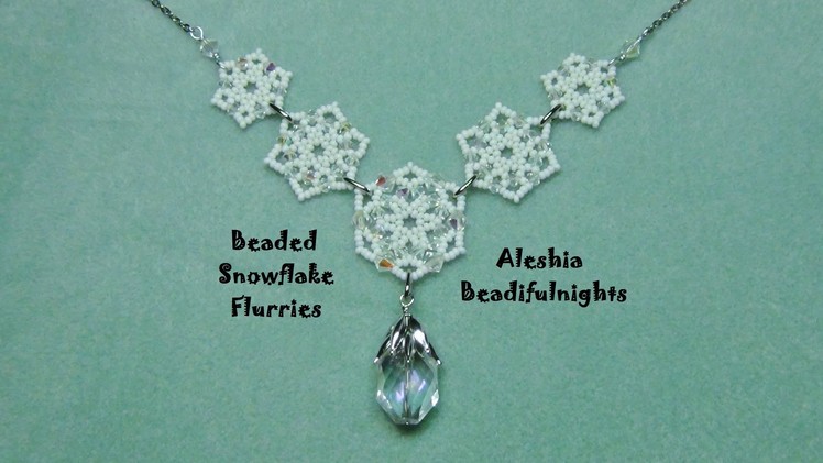 Beaded Snowflake Flurries Necklace-Bracelet-Earrings