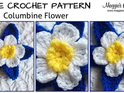 Columbine Flower Free Crochet Pattern - Left Handed