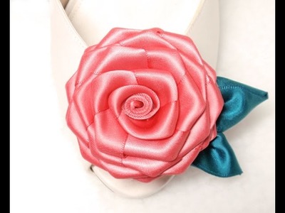 DIY, How to make Ribbon Rose, Flat, Tutorial, Flores en cintas