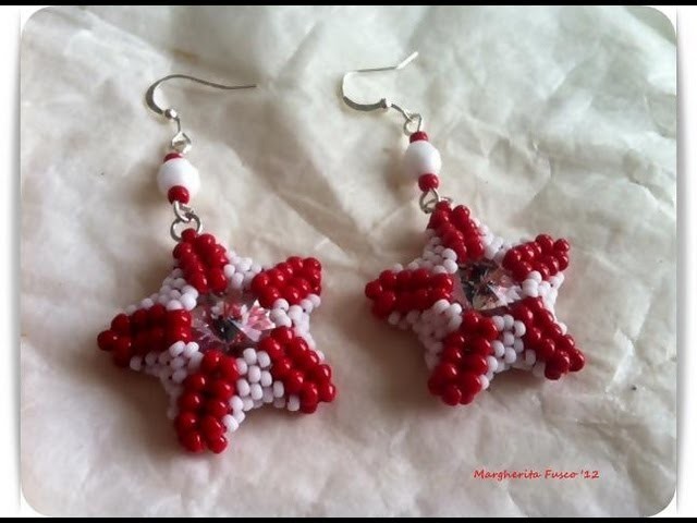 DIY Tutorial: how to make star earrings using seed beads and rivoli swarovski crystal starfish