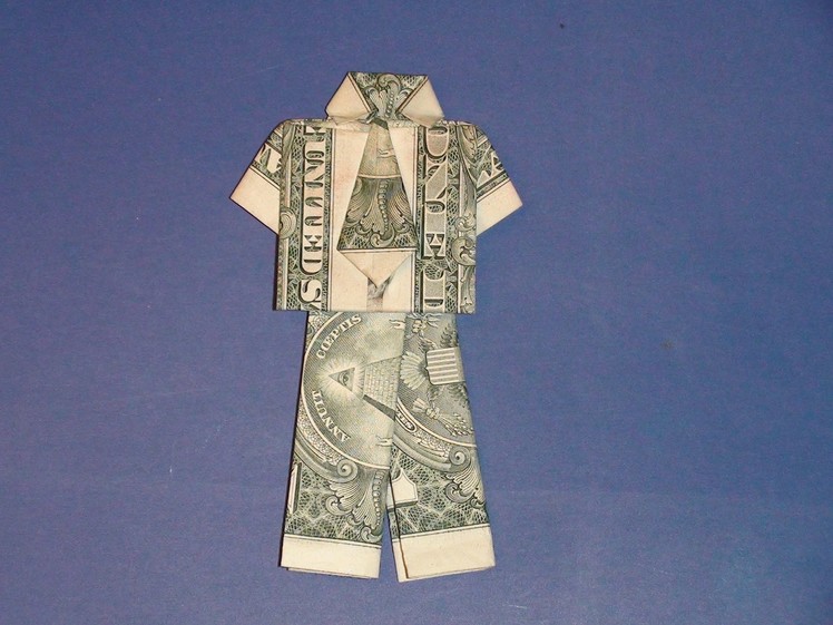 Dollar Origami Shirt & Pants - Make a Dollar Bill Pant Suit Tutorial - How to Make Money Suit Pants