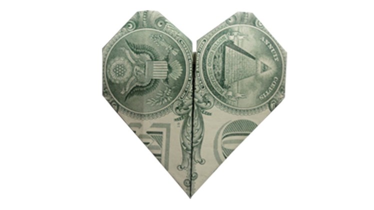 How to fold a Money Origami Heart