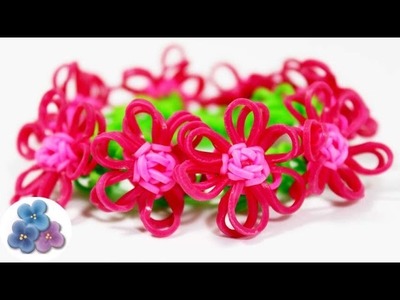 How to make bracelets with flowers EASY Rainbow Loom DIY Kawaii Rubber Band Bracelet Mathie