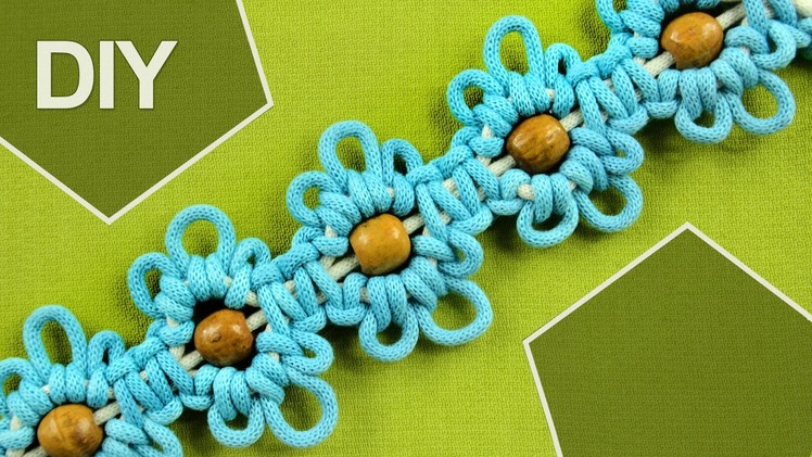 Macrame Flower motif with Beads in center. Tutorial 2