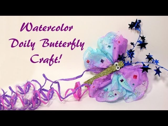 Watercolor doily butterfly craft