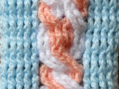 COMPOUND CROCHETED TWO-TONE CABLE STITCH (BRAID) (III). OCHO COMPUESTO BICOLOR (III)
