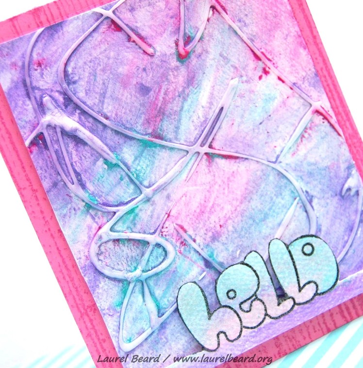 Emboss resist with glue and Faber Castell Gelatos (Design Memory Craft)
