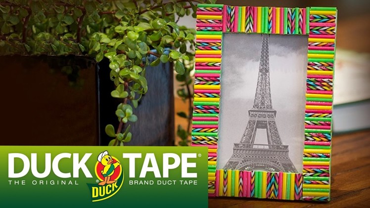 Duck Tape Crafts: How to Make a Straw Picture Frame with LaurDIY