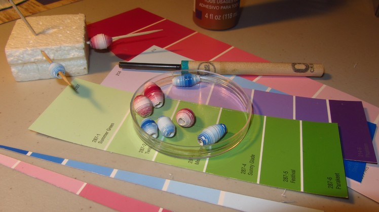 Make Paper Beads With Paint Chip Samples Paper Bead Craft